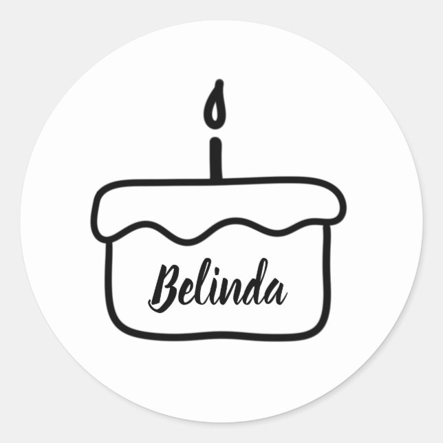 Pegatina Redonda Pegatinas de pastel de cumpleaños de nombre person (Anverso)