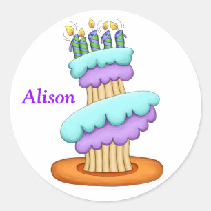 Pegatina Redonda Pegatinas de pasteles apilados