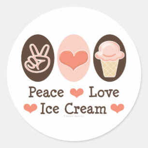 Pegatina Redonda Pegatinas de Peace Love Ice Cream