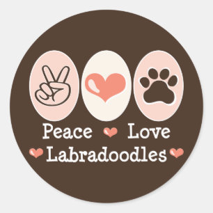 Pegatina Redonda Pegatinas de Peace Love Labradoodles