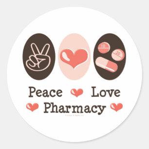Pegatina Redonda Pegatinas de Peace Love Pharmacy