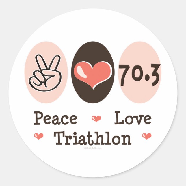 Pegatina Redonda Pegatinas de Peace Love Triathlon (Anverso)