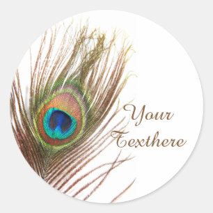 Pegatina Redonda Pegatinas de Peacock Feather Personalizado