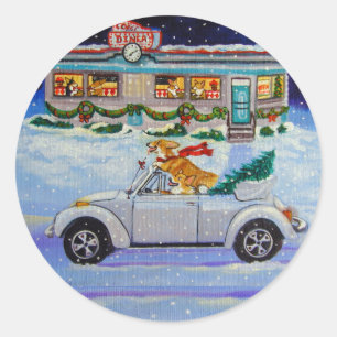 Pegatina Redonda Pegatinas de Pembroke Welsh Corgi