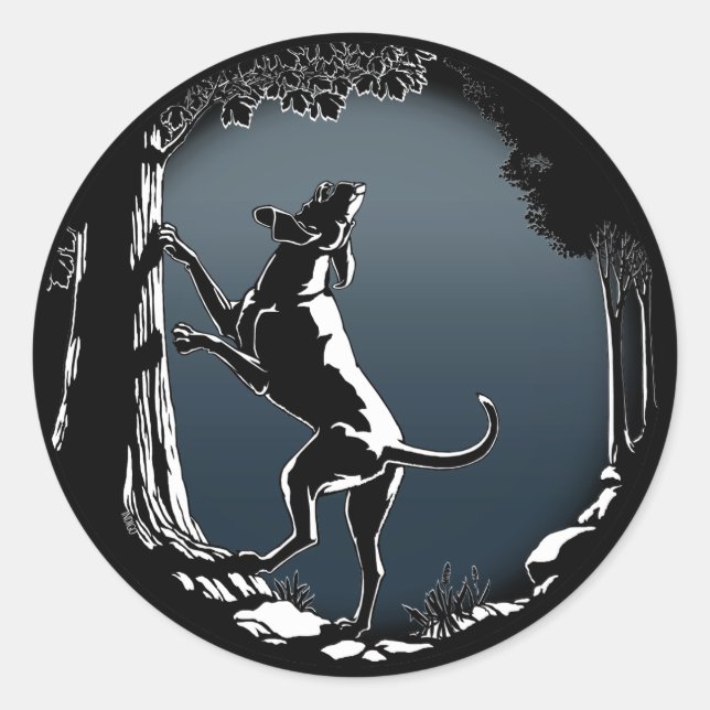 Pegatina Redonda Pegatinas de perro de Hong Kong cazando Pegatinas  (Anverso)