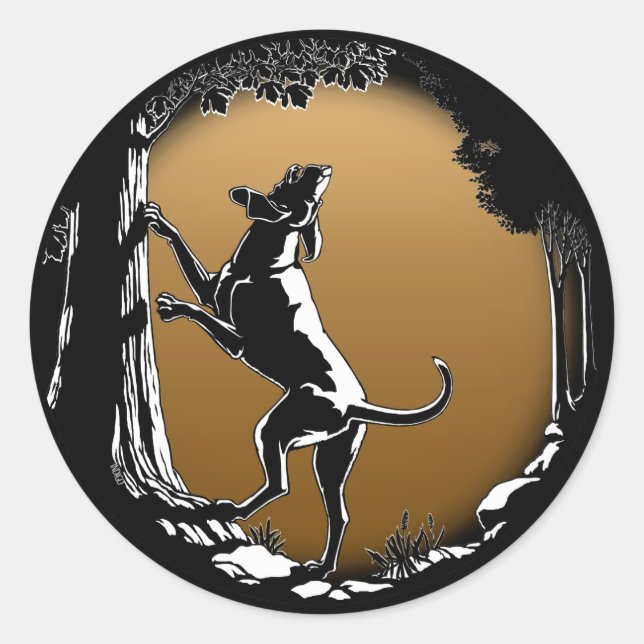 Pegatina Redonda Pegatinas de perro de Hong Kong cazando Pegatinas  (Anverso)