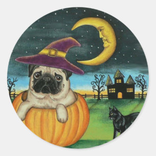 Pegatina Redonda Pegatinas de perro de peluche de Halloween