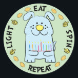 Pegatina Redonda Pegatinas de Perros de Hanukkah "Luz, Comer, Giro,<br><div class="desc">Hanukkah/Chanukah Dog pegatinas de vacaciones, "Luz, Comer, Giro, Repetir" Como sea que lo deletreé, Chanukah es uno de mis feriados favoritos. ¡Diviértase usando a estos pegatinas como topes de pasteles, etiquetas de regalo, cierres de bolsos de favores o lo que sea que haga que sus festividades se rompan! ¡Gracias por...</div>