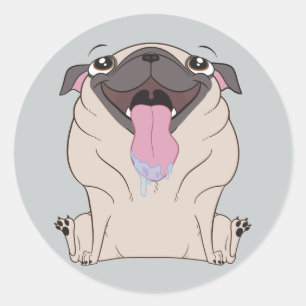 Pegatina Redonda Pegatinas de perros pug Personalizado de Grasación