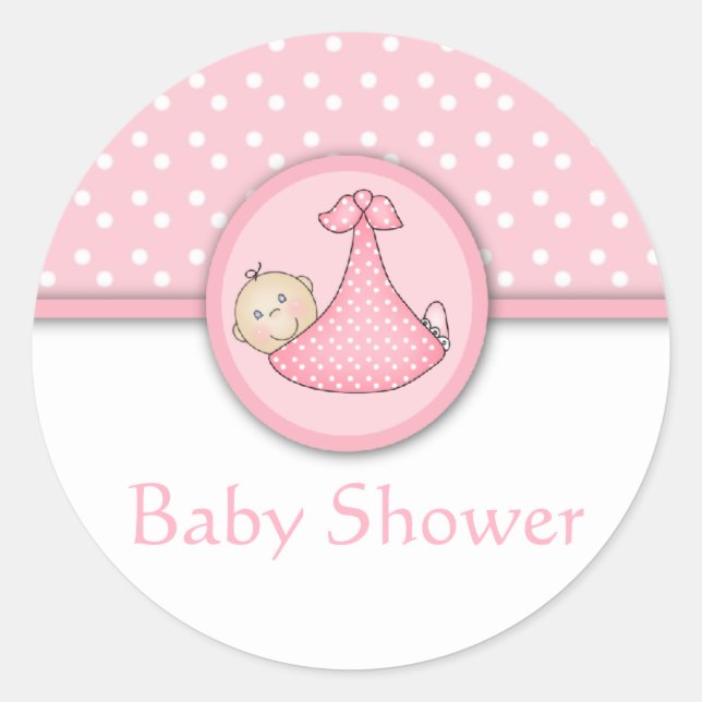 Pegatina Redonda pegatinas de personalizable Baby Shower (Anverso)