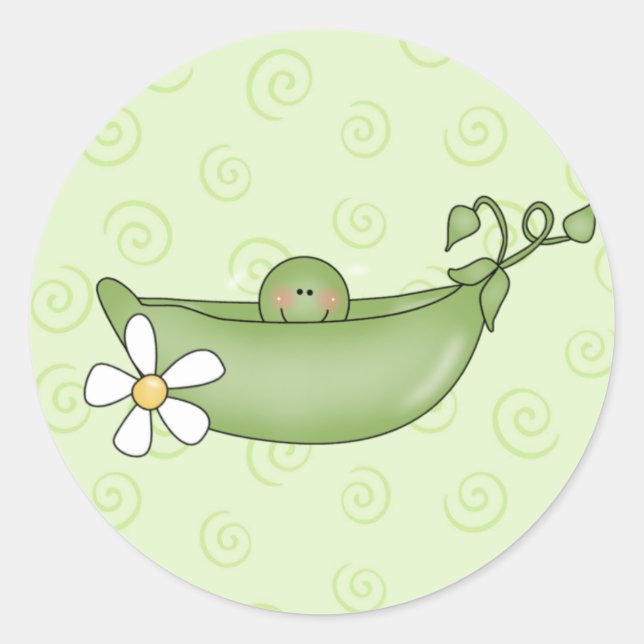 Pegatina Redonda pegatinas de personalizable Baby Shower (Anverso)