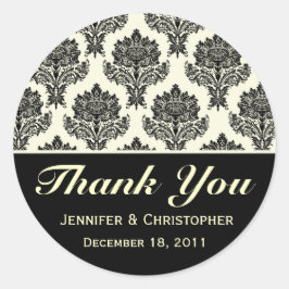 Pegatina Redonda Pegatinas de Personalizable de marfil y damasco ne