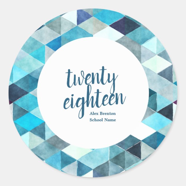 Pegatina Redonda Pegatinas de Personalizado de Graduados de Blue Ab (Anverso)