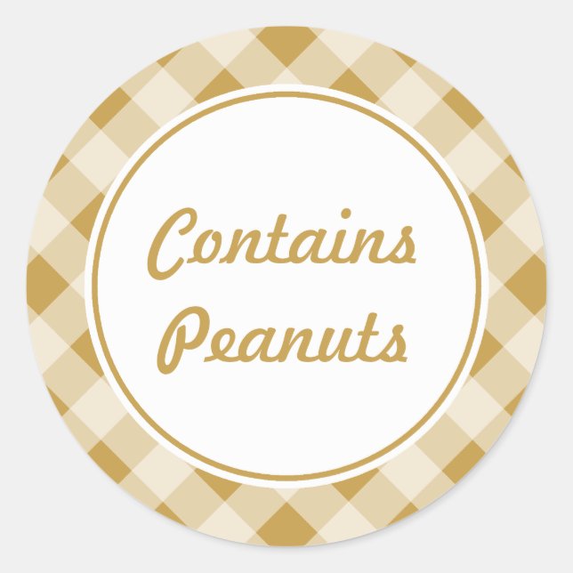 Pegatina Redonda Pegatinas de personalizado Peanut Butter Gingham (Anverso)