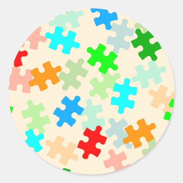 Pegatina Redonda Pegatinas de piezas de rompecabezas (Anverso)