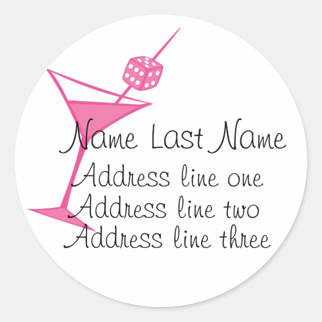 Pegatina Redonda PEGATINAS de PInk Dice Martini (Anverso)