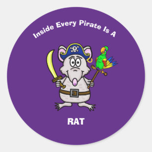 Pegatina Redonda Pegatinas de Pirate Rat