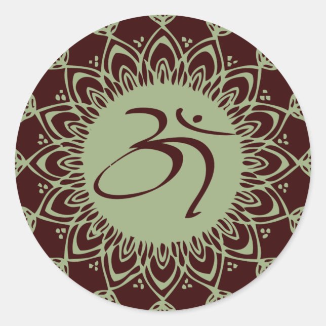 Pegatina Redonda Pegatinas de Planeta Orgánico de AUM Verde (Anverso)