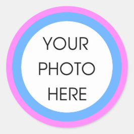 Pegatina Redonda Pegatinas de plantilla de borde rosa y azul