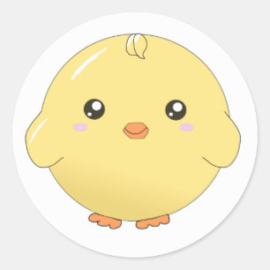 Pegatina Redonda Pegatinas de polluelos amarillos de kawaii
