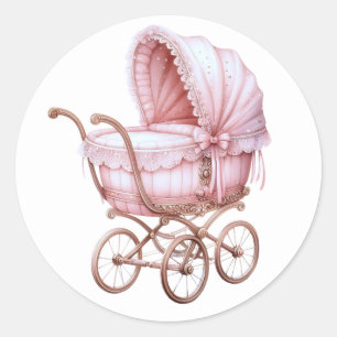 Pegatina Redonda Pegatinas de Pram para bebés rosados