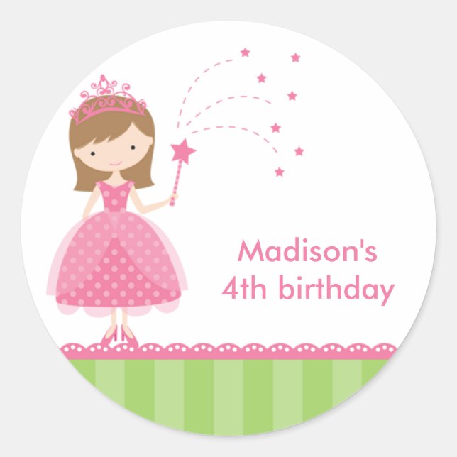 Pegatina Redonda Pegatinas de Princesa (Anverso)
