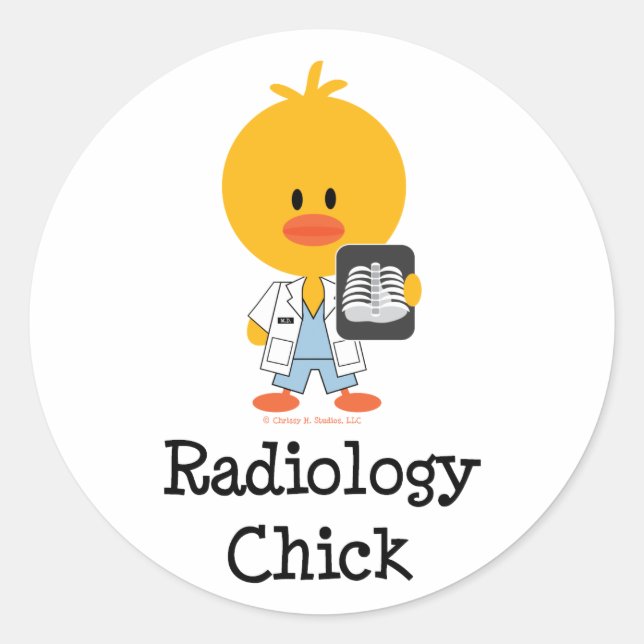 Pegatina Redonda Pegatinas de Radiology Chick (Anverso)