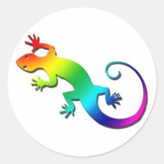 Pegatina Redonda Pegatinas de Rainbow Gecko