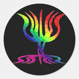 Pegatina Redonda Pegatinas de Rainbow Menorah