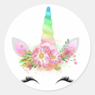 Pegatina Redonda Pegatinas de Rainbow Unicorn