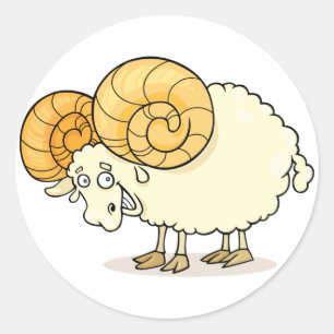 Pegatina Redonda Pegatinas de Ram Sheep