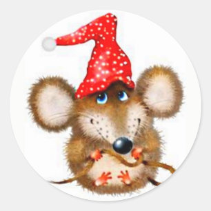 Pegatina Redonda Pegatinas de ratón de Navidades hábiles