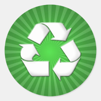 Pegatina Redonda Pegatinas de reciclaje verde 001