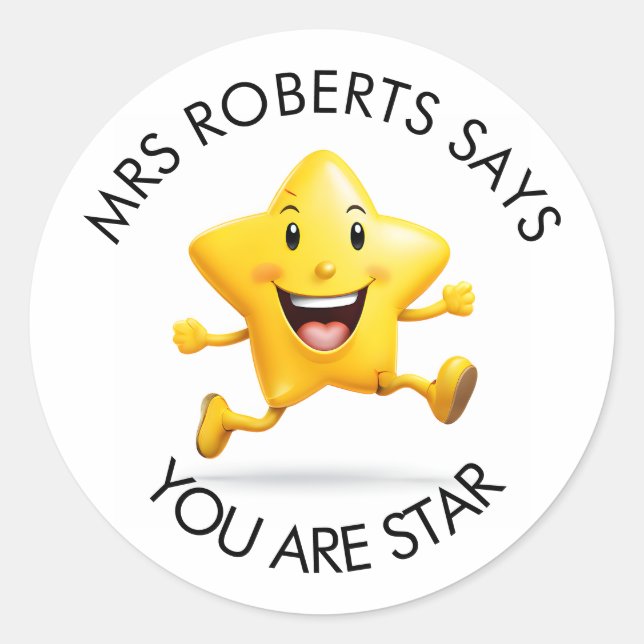 Pegatina Redonda Pegatinas de recompensa a profesores para niños (Anverso)