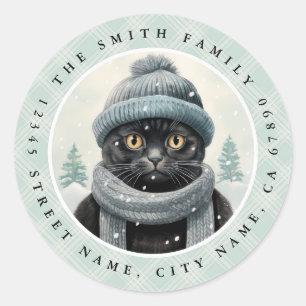 Pegatina Redonda Pegatinas de redondeo de gato negro