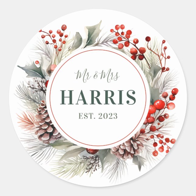 Pegatina Redonda Pegatinas de redondeo de nombres personalizados (Anverso)