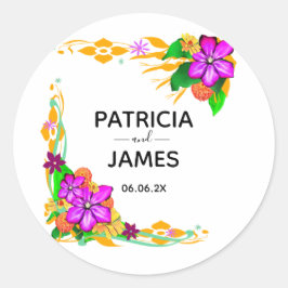 Pegatina Redonda Pegatinas de redondeo floral elegantes, mágicos y