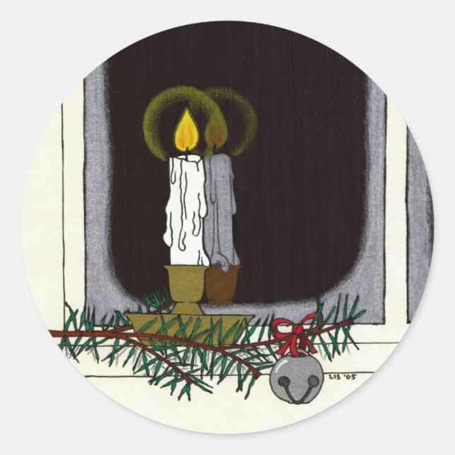 Pegatina Redonda Pegatinas de Reflexiones de Invierno (Anverso)