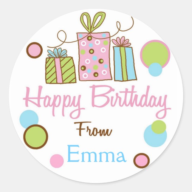 Pegatina Redonda Pegatinas de regalo de cumpleaños de Littlebeane (Anverso)
