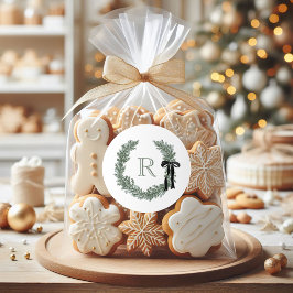 Pegatina Redonda Pegatinas de regalo de Escudo de guirnalda monogra