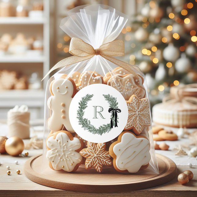 Pegatina Redonda Pegatinas de regalo de Escudo de guirnalda monogra (Subido por el creador)