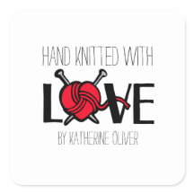 Pegatinas de regalo de lana roja de punto de mano