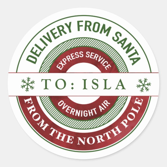 Pegatina Redonda Pegatinas de regalo de Navidades Santa Personaliza (Anverso)