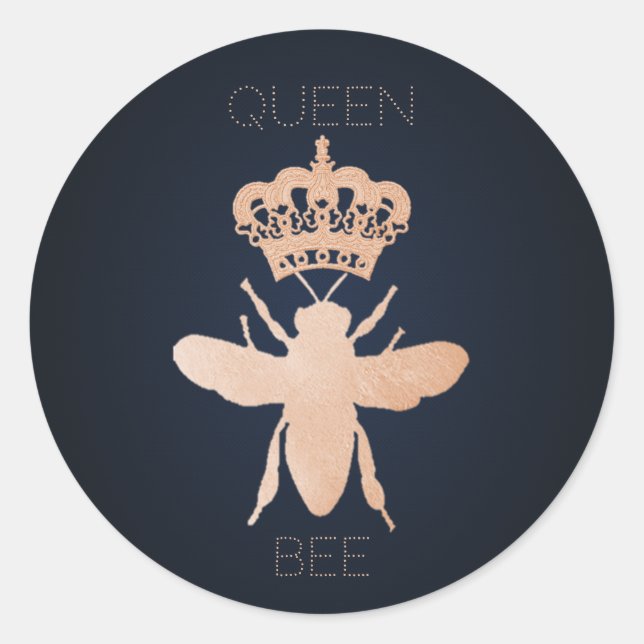 Pegatina Redonda Pegatinas de regalo de oro de Rosa de QUEEN BEE (Anverso)