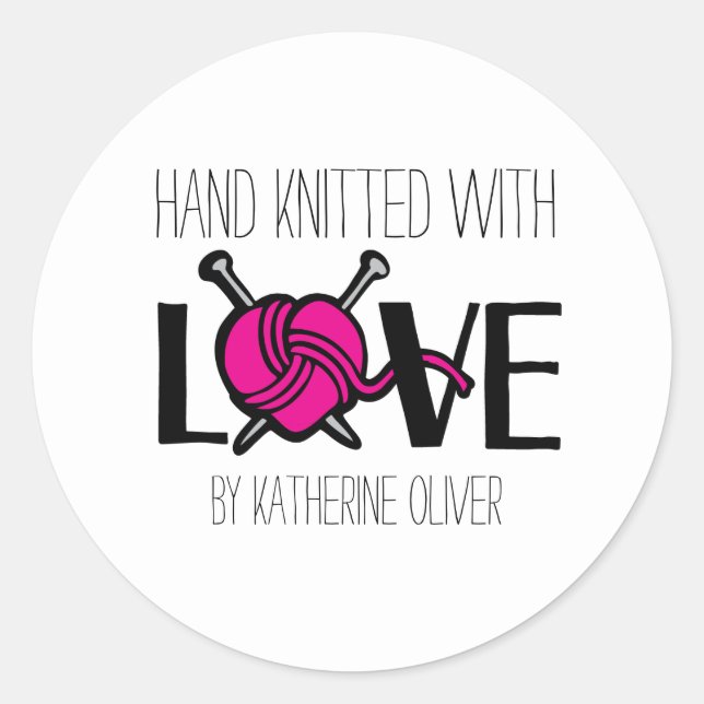 Pegatina Redonda Pegatinas de regalo de punto a mano (Anverso)