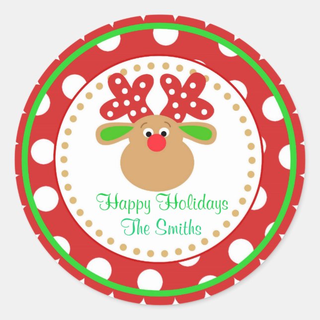 Pegatina Redonda pegatinas de renos navidades (Anverso)