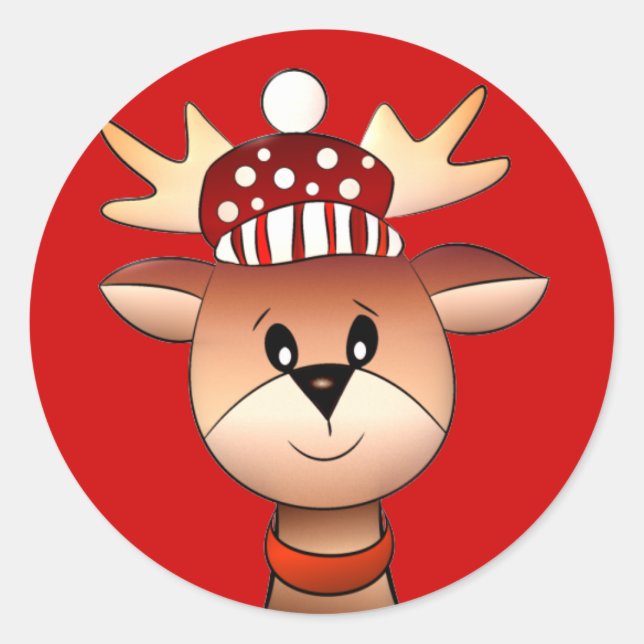 Pegatina Redonda Pegatinas de renos navidades (Anverso)