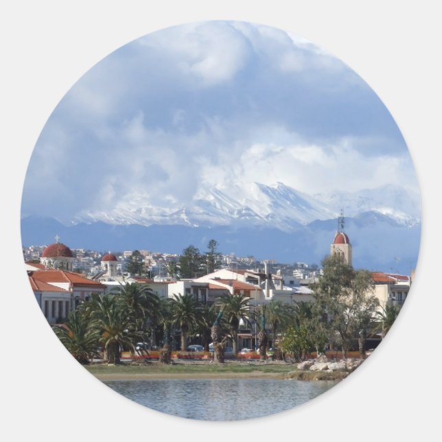 Pegatina Redonda Pegatinas de Rethymnon (Anverso)