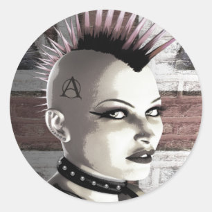 Pegatina Redonda Pegatinas de Retro Chica de Punk británico