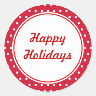Pegatina Redonda Pegatinas de Retro Happy Holidays